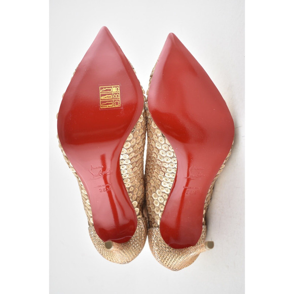 Christian Louboutin Gipsybootie SPC 100 Nude Glitter Mesh Heel Boot Bootie 38.5 - Picture 12 of 12